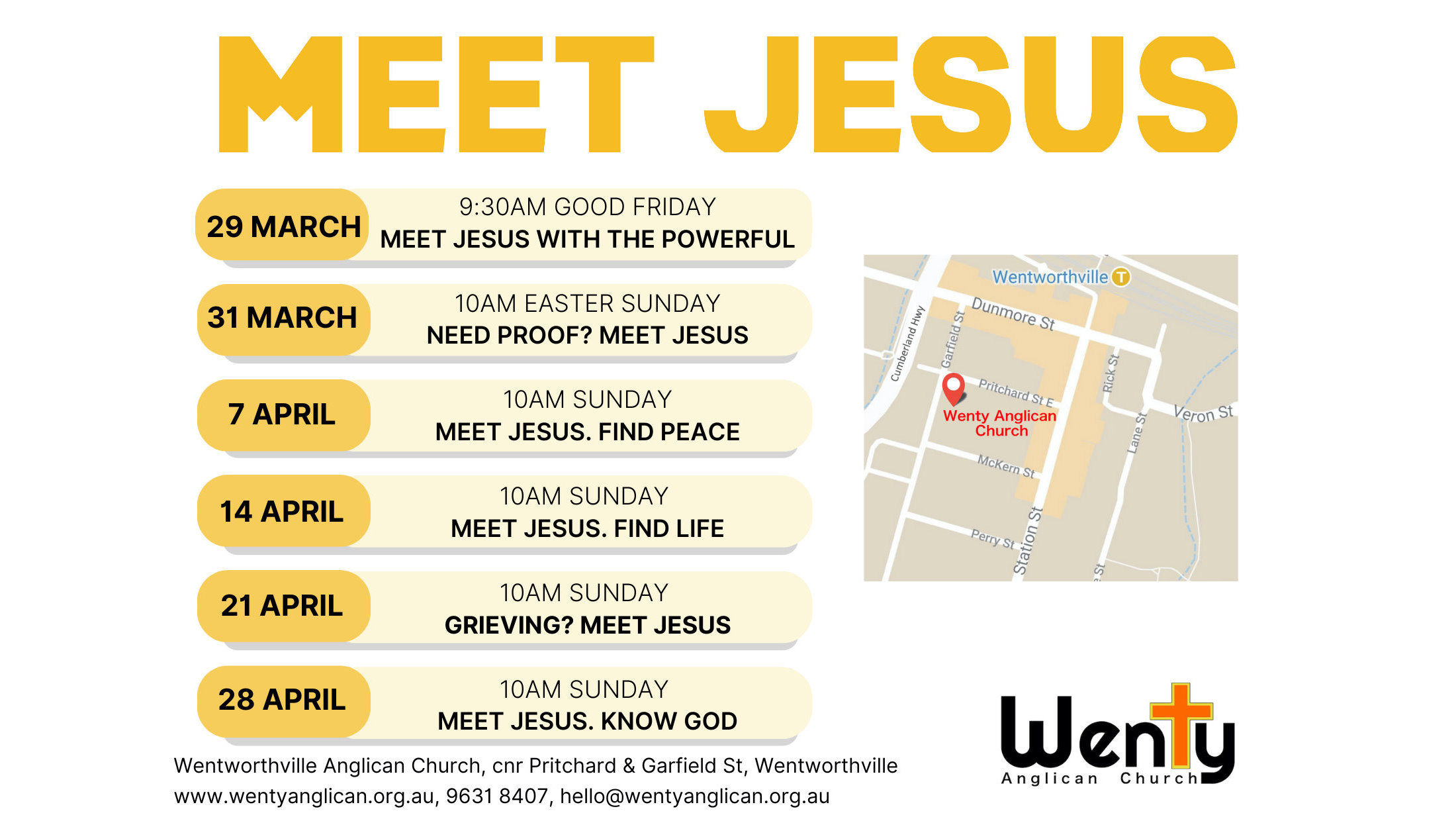 Meet Jesus. Bible Talks in March and April.